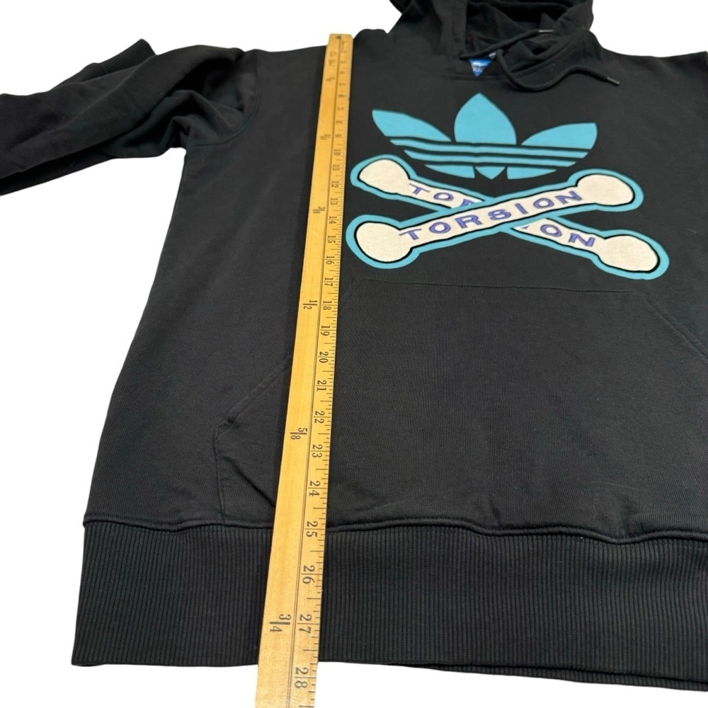 Adidas Torsion Trefoil Hoodie Sweatshirt Men’s Size L Black Embroidered - Picture 6 of 12